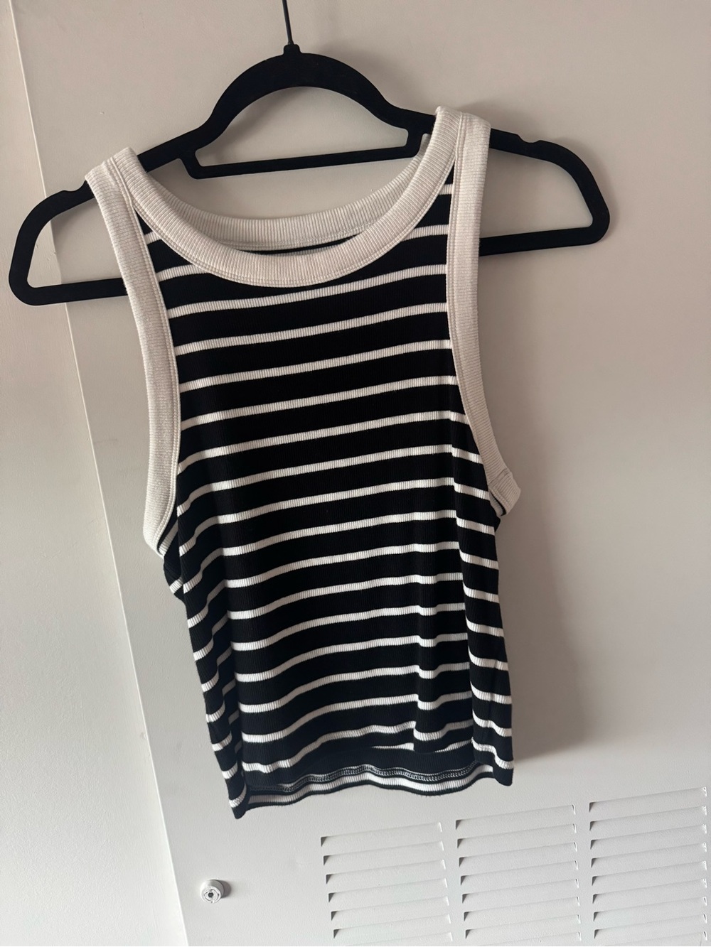 GAP Black and White Striped Rib Tank